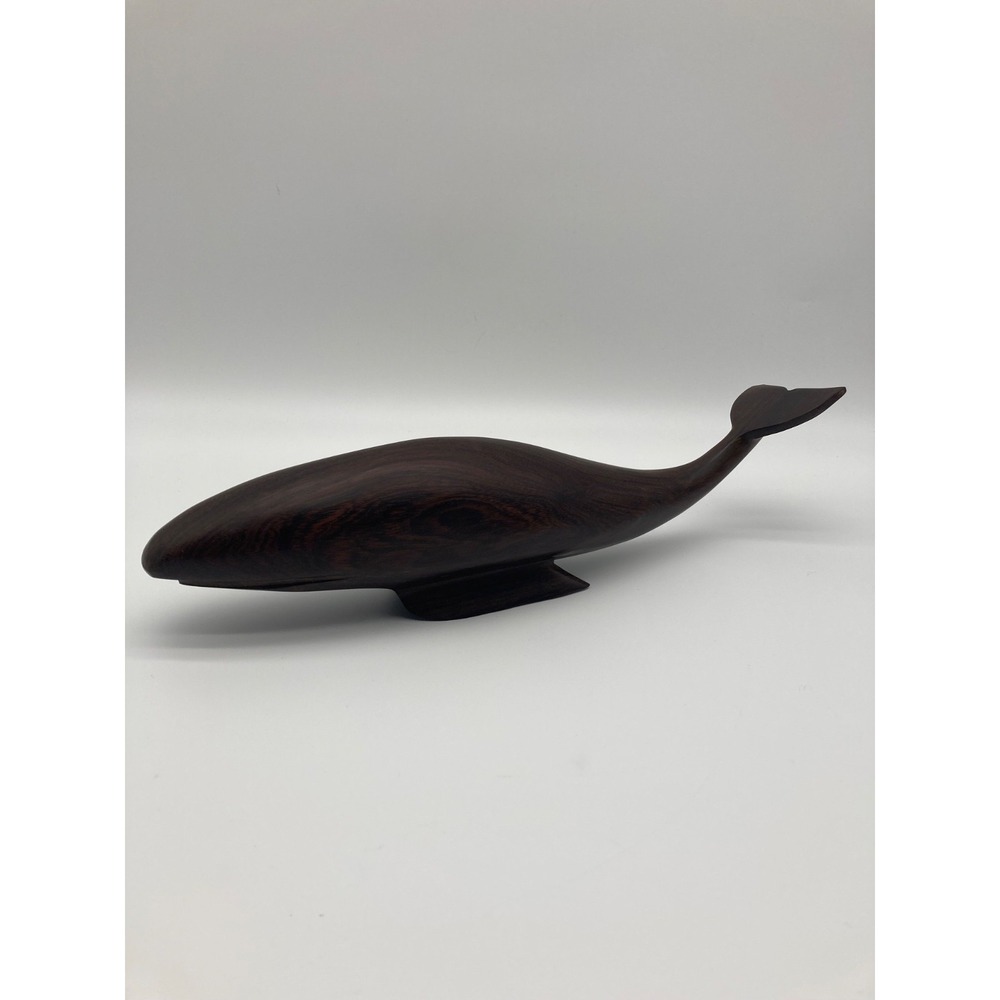 Vintage Hand Carved Desert Ironwood Sperm Whale Figurine Sculpture 14"